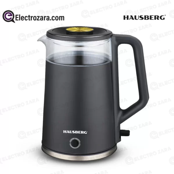 Hausberg HB-3619NG Bouilloire Electrique en verre 2 Litres Noir(1800W, 220-240V & 50/60Hz)