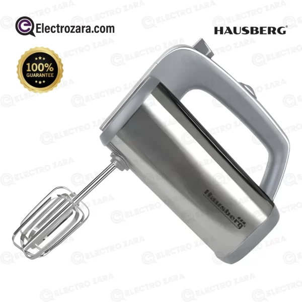 Hausberg HB-4201GR Batteur à main 5 vitesses Moteur en cuivreBoîtier en acier inoxydable, Gris (250W-400W)