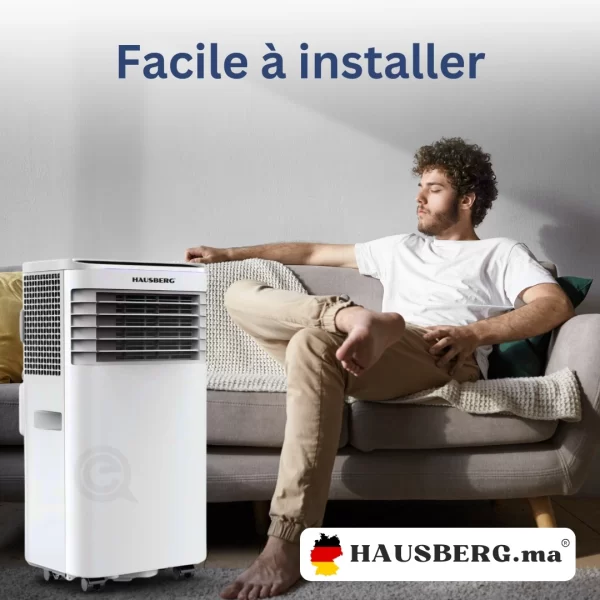 Hausberg HB-5960AB Climatiseur Portable – Refroidissement Efficace et Facile à Déplacer 300 m3/h, LCD, 9000 BTU, Alb (1920W)