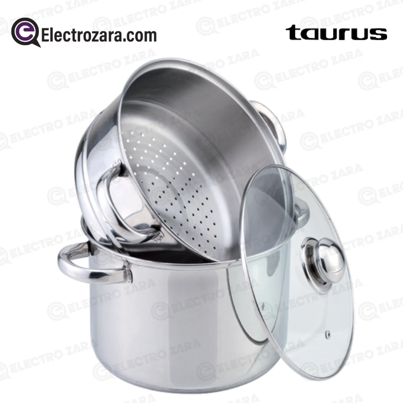 Taurus Couscoussier Inox 6 Litres Avec Couvercle en Verre