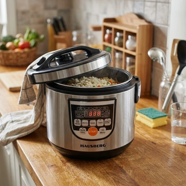 Hausberg HB-1311IN Autocuisieur Multifonction en Acier Inoxydable de 5 Litres Avec Thermostat Réglable(760W-900W) – Image 2