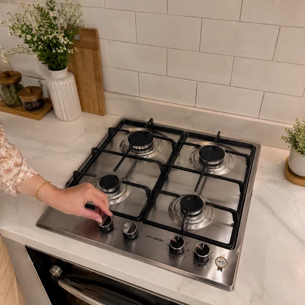 Hausberg HB-555IN – Plaque de Cuisson à Gaz 4 Feux | Sécurité Gaz, Grilles en Fonte, Inox Élégant – Image 2
