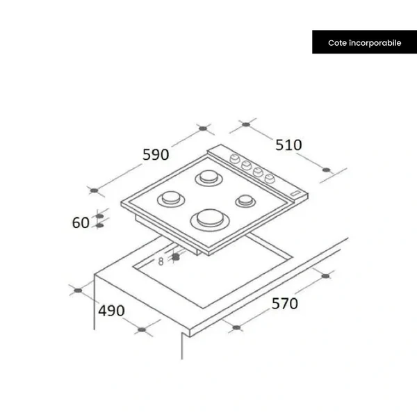 Hausberg HB-555IN – Plaque de Cuisson à Gaz 4 Feux | Sécurité Gaz, Grilles en Fonte, Inox Élégant – Image 6